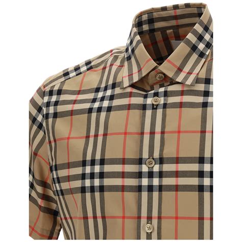 maglia maniche corte burberry tanti coloei|Camicia a maniche corte in maglia in Beige .